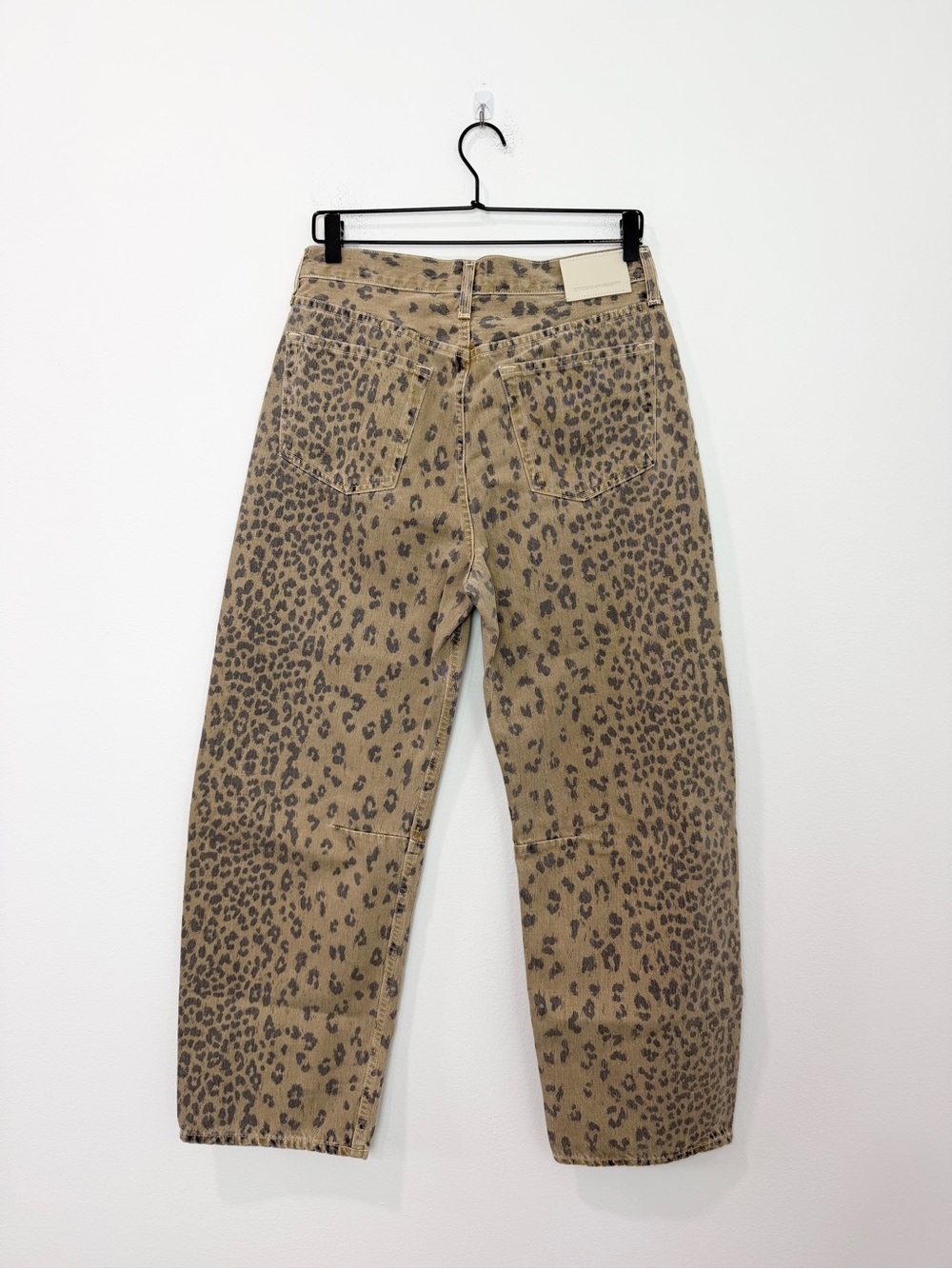 Citizens Of Humanity Miro Cheetah Print Barrel Jeans Tan Black NWOT 27 - Picture 3 of 9